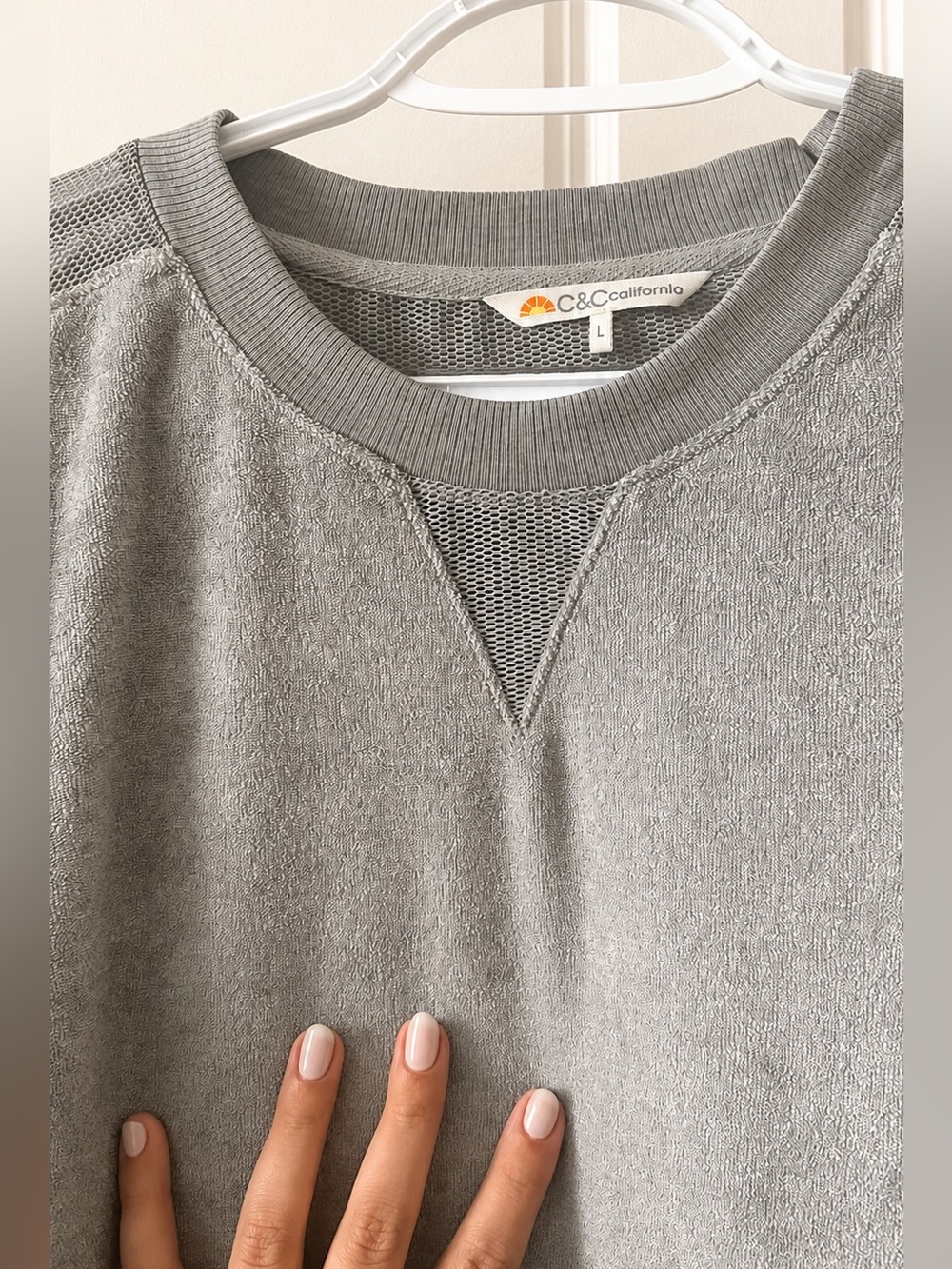 Women’s Large Gray Terry Mesh Sweatshirt Pullover NWT - Picture 2 of 7
